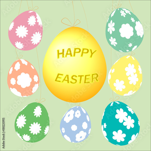 &quot;Colorful ornamented easter eggs. Happy easter. Holiday background