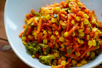 close up of vegetable salad in bowl