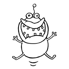 Funny cheerful monster is lucky. Vector illustration.