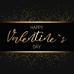 Happy Valentines Day Hand Drawing Golden Lettering design.