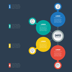 Vector infographics of technology or education process. Business presentation or info graphic with 4 options. Part of the annual report. Web Template of a chart, mindmap or diagram.