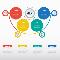 Business presentation or info graphic with 4 options. Vector infographics of technology or education process. Web Template of a chart, mindmap or diagram. Part of the annual report.