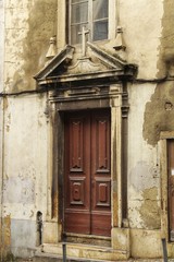 Fototapeta na wymiar Old church facade in Lisbon