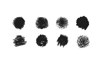 Scribble smears set. Vector grunge hand drawn illustration. Isolated objects