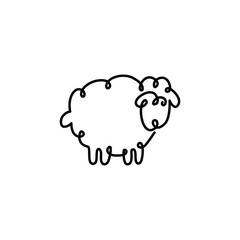 Continuous one line drawing of sheep