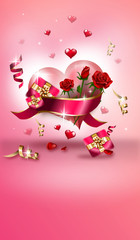 Greeting card to valentine's day with rose and heart
