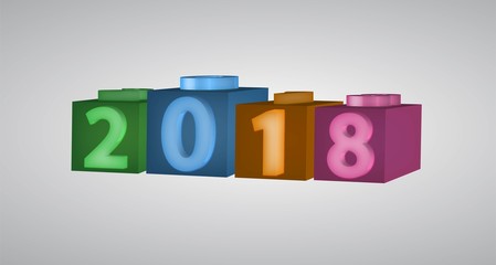 2018 New Year. Holiday vector illustration with 2018 3D numbers