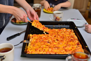 pizza margherita made at home just taken out the oven