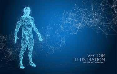 Abstract Polygonal Space Background with Connecting Dots and Lines