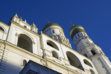 Architecture of Moscow Kremlin. Color photo.