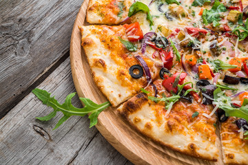 Delicious Italian pizza with vegetables