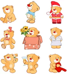 Foto op Canvas Set of Cartoon Illustration Stuffed Bears for you Design © liusa