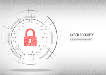 Obraz premium Cyber Security Concept : Close padlock on digital white background.