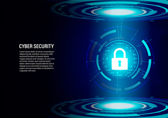 Cyber Security Concept : Padlock on future technology Digital Background.