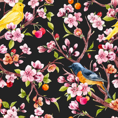 Watercolor spring floral vector pattern