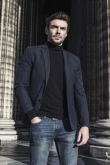 Fashion portrait of young handsome man.