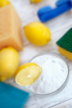 Baking soda and lemon, household cleaners