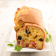 loaf cake with ham and olive