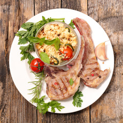 fried lamb chop and semolina