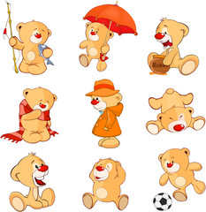 Set of  Cartoon Illustration Stuffed Bears for you Design