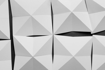Geometric shapes of white notes paper, background texture.