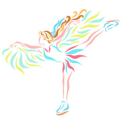 Talented winged figure skater on ice