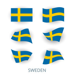 Set of icons of the flag of Sweden. A collection of various images of the country's flags. Vector illustration