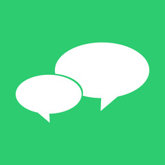 Two bubbles messages on a green background