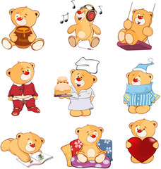 Set of  Cartoon Illustration Stuffed Bears for you Design