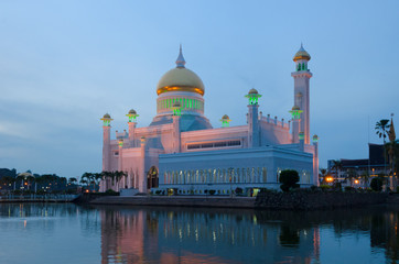 Brunei Great Mosque at sunset