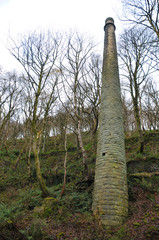 Fototapeta premium chimney of a ruined mill in the colden valley near hebden bridge