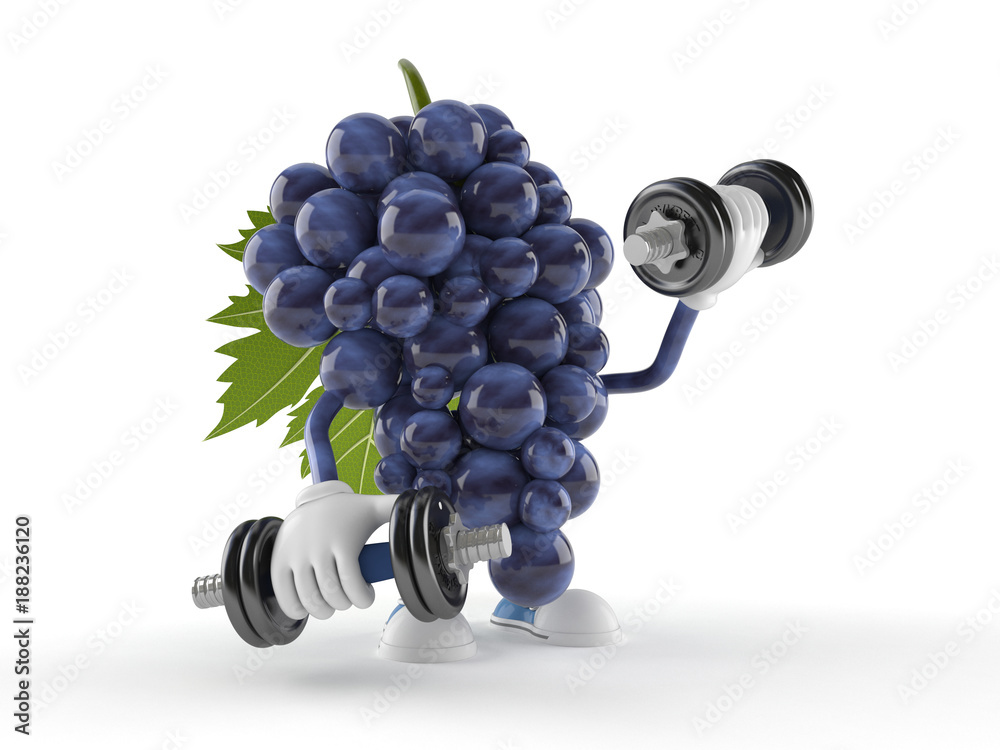 Canvas Prints Grapes character with dumbbell