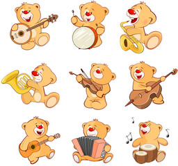 Set of  Cartoon Illustration Stuffed Bears for you Design