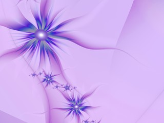 Floral original template with place for text...Fractal flower, template for inserting text...Beautiful background for creating business cards, ..postcards, and the like, in color purple.