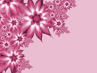 Floral original template with place for text...Fractal flower, template for inserting text...Beautiful background for creating business cards, ..postcards, and the like, in color pink.