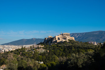 Fototapeta na wymiar Panoramic view of the Acropolis hill in Athens Greece 