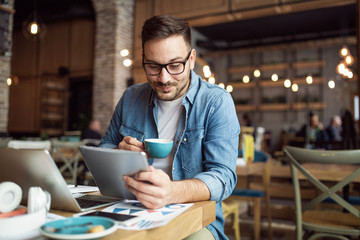 Man drinking coffee