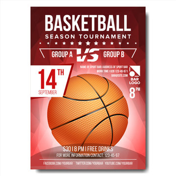 Basketball Poster Vector. Banner Advertising. Sport Event Announcement. Announcement, Game, League, Camp Design. Championship Illustration