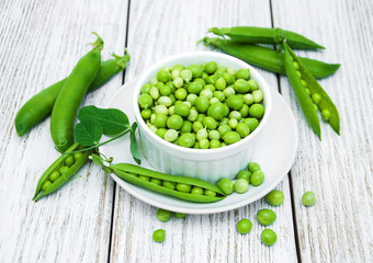green peas on a table
