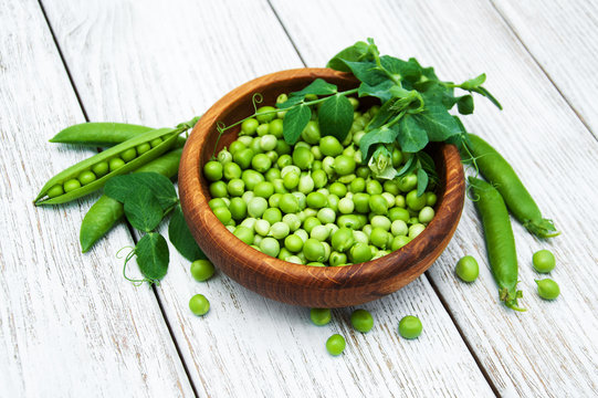 green peas on a table