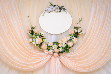 Wedding wall decoration at the ceremony with copy space