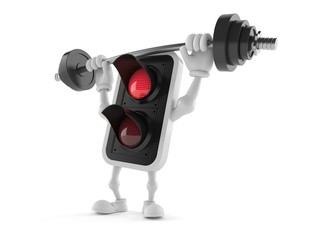 Red light character holding barbell