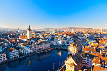 Naklejka premium Blick über Zürich, Schweiz