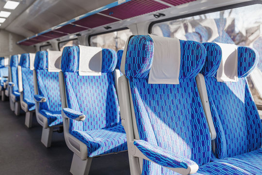 Fototapeta Emtpy first class interior of the train in Europe