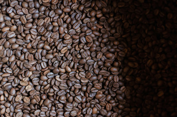 Mixture of different kinds of coffee beans. Coffee Background