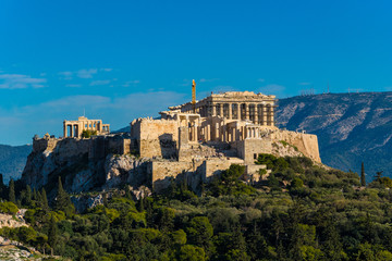 Panoramic view of the Parthenon temple on the Acropolis in Athens Greece