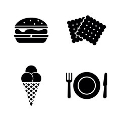Street Food. Simple Related Vector Icons Set for Video, Mobile Apps, Web Sites, Print Projects and Your Design. Black Flat Illustration on White Background.