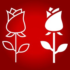 Rose flower line and glyph icon, valentines day and romantic, love sign vector graphics, a linear pattern on a red background, eps 10.