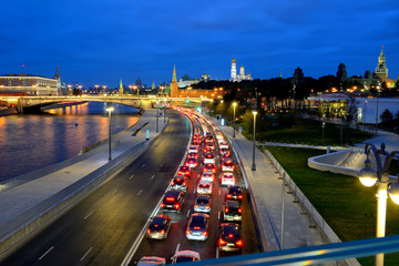 Evening stopper traffic jam near the Kremlin.