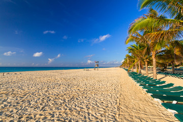 Beach at Caribbean sea in Playa del Carmen, Mexico